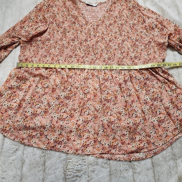 Blouse Retro Floral Long sleeves V-neckline Pink Size 3X SONOMA - Picture 8 of 14
